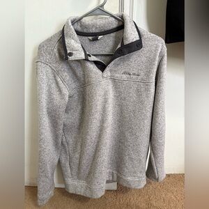 Eddie Bauer Men's Heather Gray Sweater with Black Trim